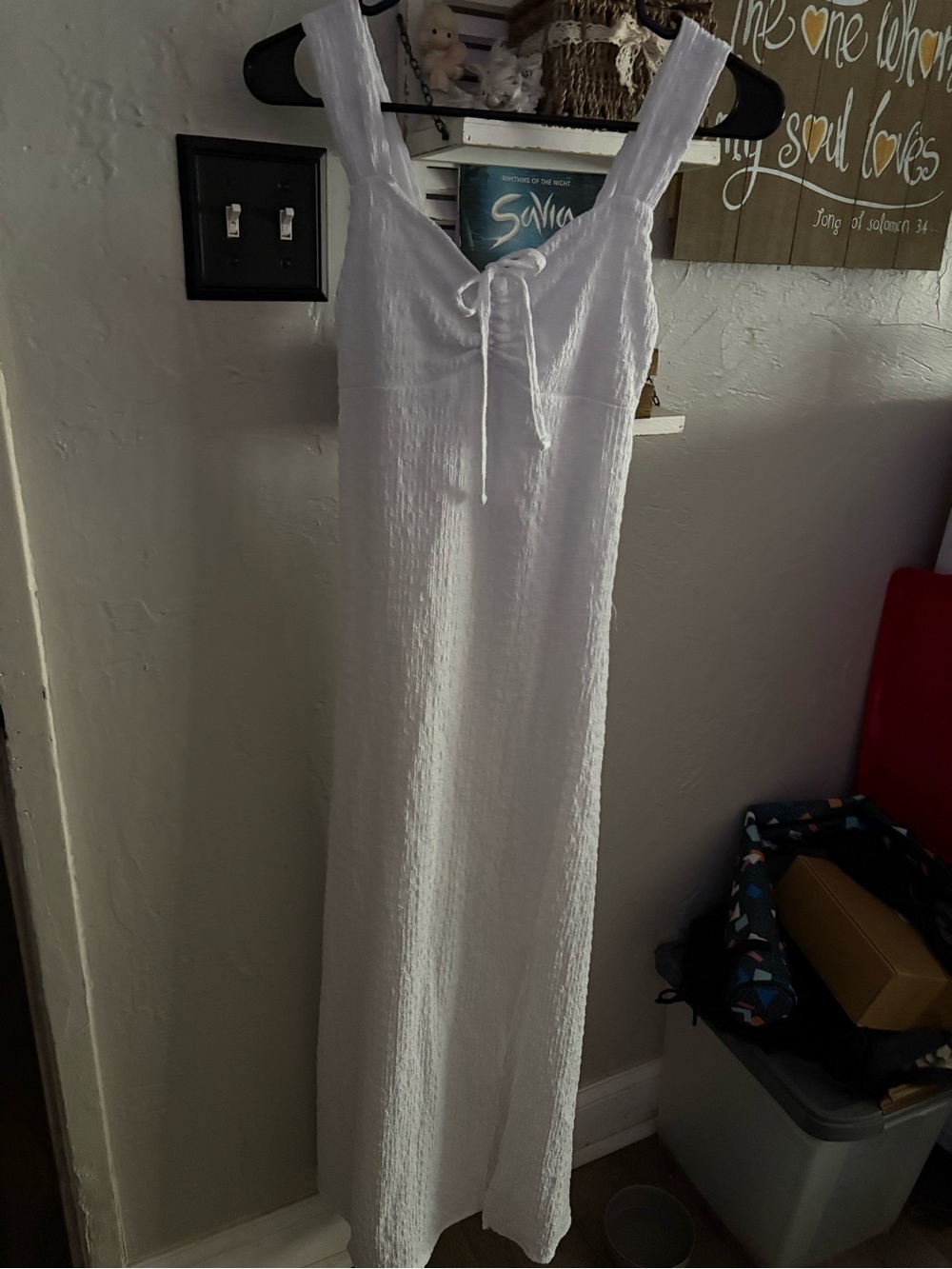 Madden Girl White Textured Tie-Front Swim Coverup Dress